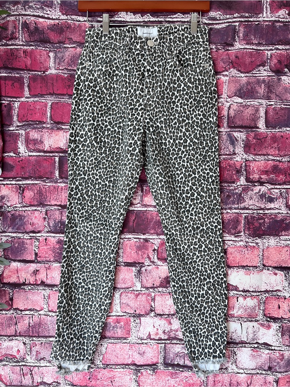 Current/Elliott The Super High Waist Stiletto Jeans Snow Leopard